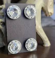 4 Clear Rivoli Crystal Magnetic Pins . Equestrian, Sash, Dance Magnetic holders