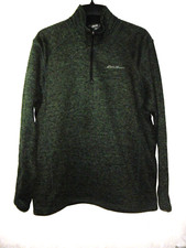 Eddie Bauer Pullover Sweater Men XL Green Heathered 1/4 Zip Long Sleeve