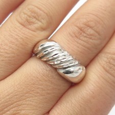 925 Sterling Silver Vintage Ribbed Ring Size 8