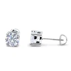Solitaire Screw Back Stud Earring Simulated CZ Solid 925 Sterling Silver 3-8mm