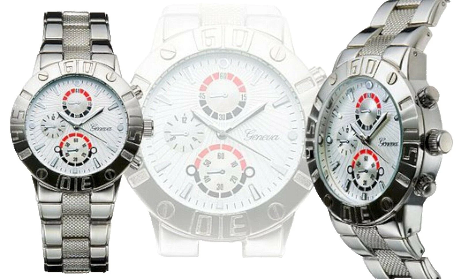 Caja de plata de acero inoxidable Geneva Relojes de pulsera