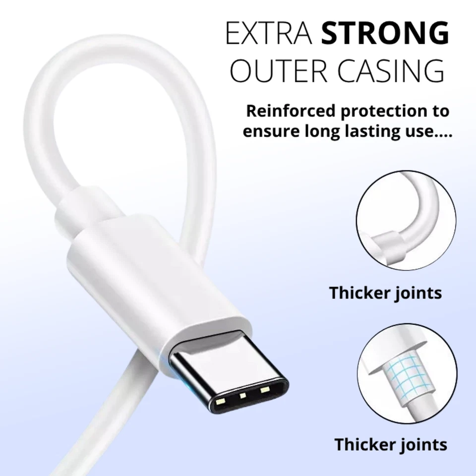 USB C Charging Cable FAST CHARGE, 2m Type C Charger Cable for Samsung Galaxy LOT - Image 2 of 4