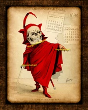 1898 Jan Feb MAY WE NEVER MEET HIM 8x10 Antikamnia skull Halloween Art print