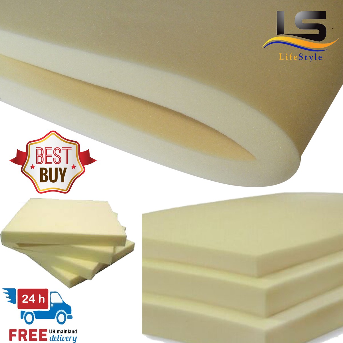 100% Memory Foam Cut to Size Seat Pad Floor Cushions Sofa Chair Dog Topper