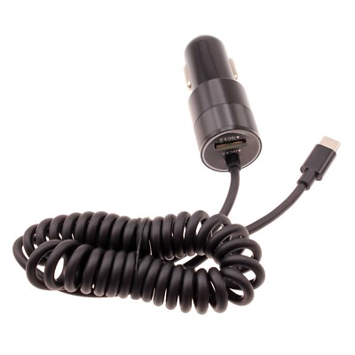 USB-C 36W Fast Car Charger Power Adapter Coiled Type-C Cable for Cell Phones