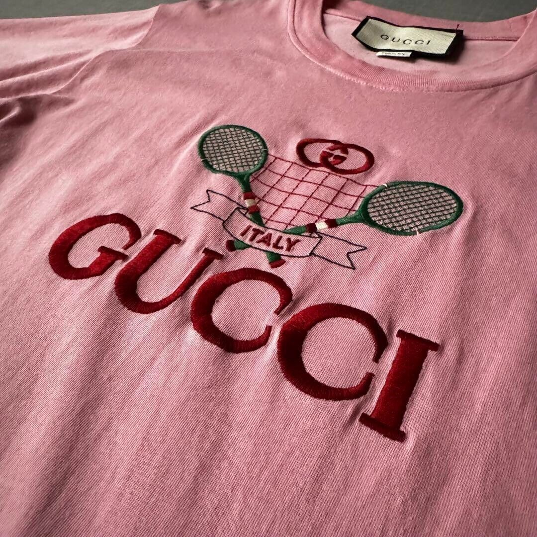 Gucci T Shirt Tennis Logo 20SS Pink S Size Used From Japan Gucci T Shirt Tennis Logo 20SS Pink S Size Used From Japan