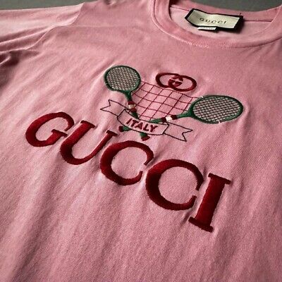 Gucci T Shirt Tennis Logo 20SS Pink S Size Used From Japan Gucci T Shirt Tennis Logo 20SS Pink S Size Used From Japan