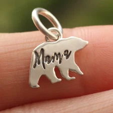 Mama Bear Pendant Dangle Charm In  925 Sterling Silver Mother Mom Birthday Gift