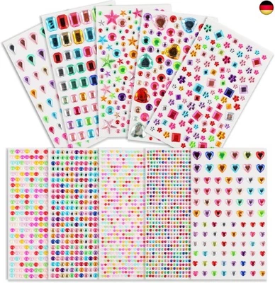 CRESZZLE 3500 Stück Glitzersteine selbstklebend, Bunte Strasssteine selbstklebend,