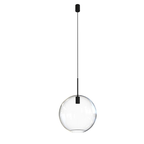 HäNgelampe Esstisch Glas Klar Schwarz KüChe E27 Rund Ø35 Cm Pendelleuchte Kugel-image