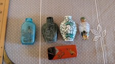 Vintage Asian Snuff Bottle Reverse Painted Glass Stone Porcelain Lacquer Box Lot