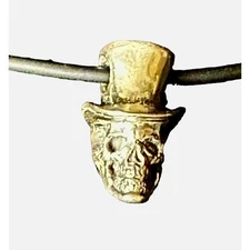 Top Hat Skull Sterling Silver Signed Dated Charm Necklace Gregory Burgard New