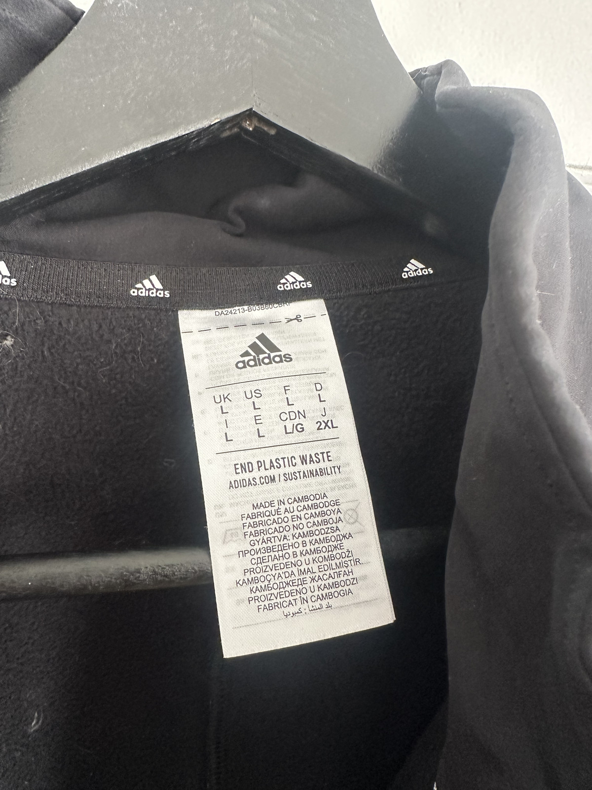 Adidas Jacket Mens Large Black Quarter Zip Pullover Lightweight Logo Pockets thumbnail 4