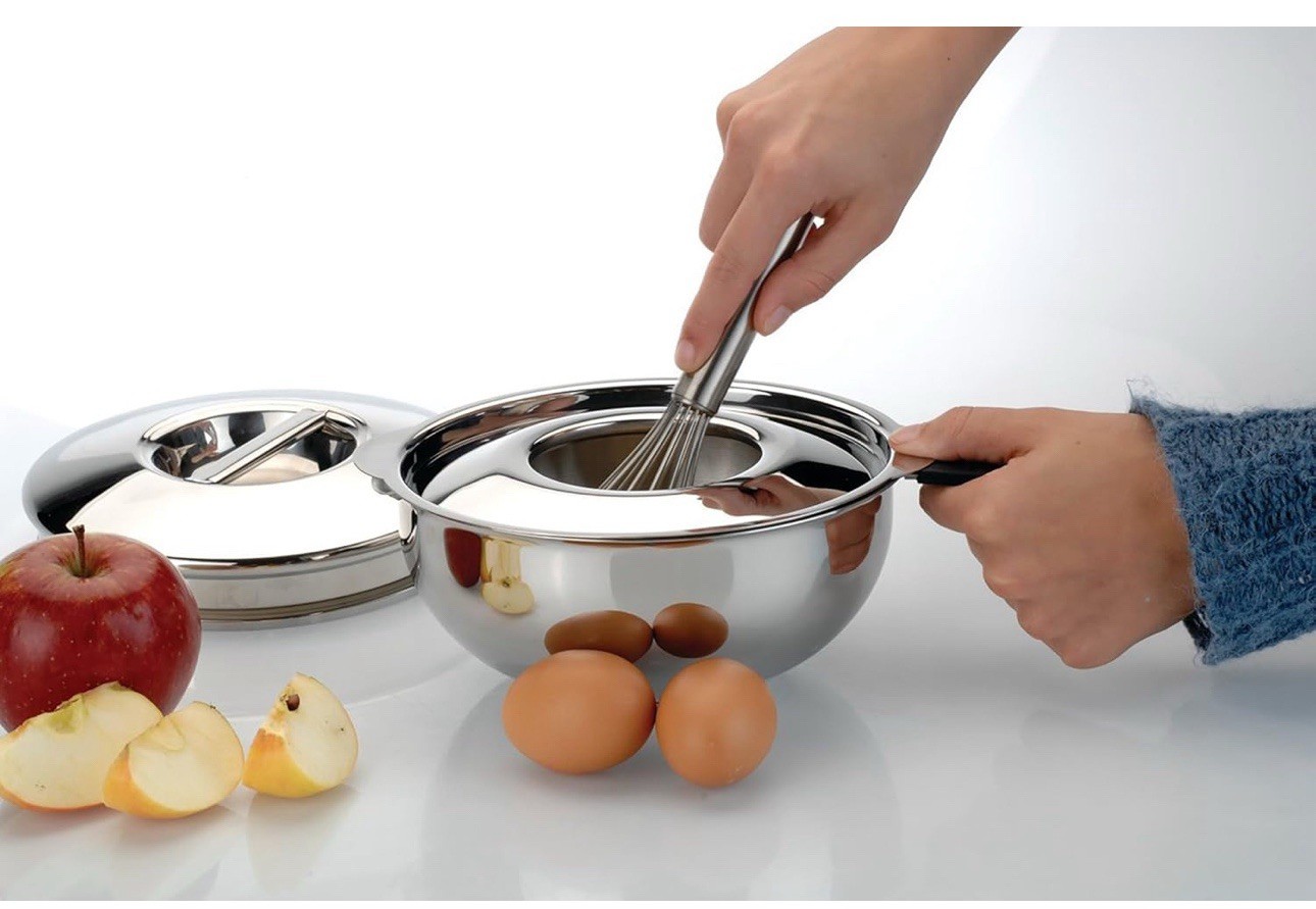 NWT BergHOFF Hotel Mirror-Finish Stainless Steel 4 Piece Batter Bowl Set Silver