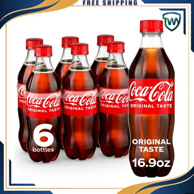 #ad Coca Cola Soda Pop Bottles 16.9 fl oz 6 pack Free Shipping $3.99