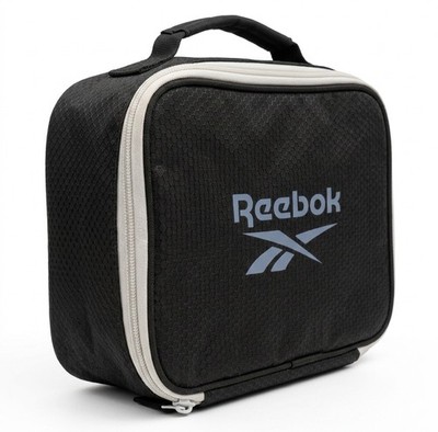 Reebok Lunch Bag Soft Sided Cooler Black Gray Travel Office School Zippered