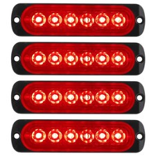 KaiDengZhe 4Pcs 6LED Red Ultra Slim Sync Feature Warning Emergency Beacon Haz...