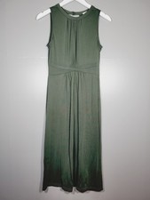 OASIS DRESS SMALL 8 10 GREEN STRETCH SUN DRESS DARK MOSS SLEEVLESS 45" VE21