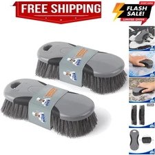 Versatile Heavy Duty Scrub Brushes, Non-Slip Grip - Set of 2 For Deep Cleaning