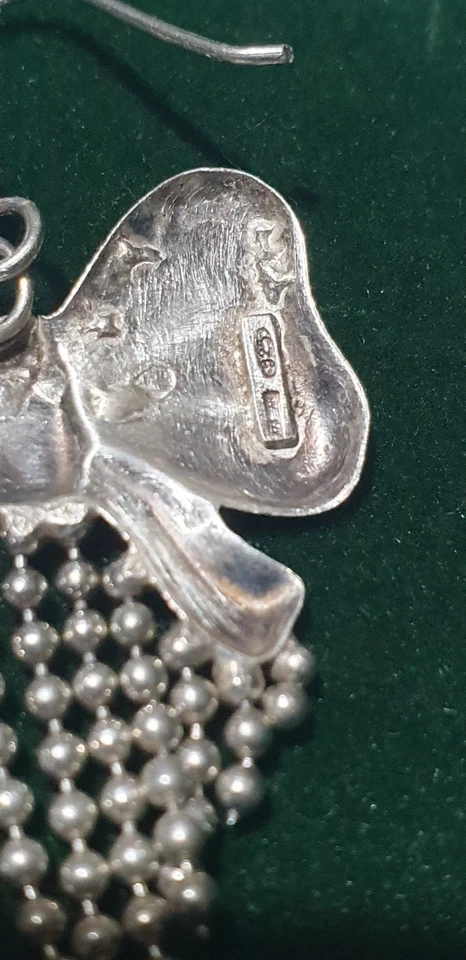 argento Orecchini Farfalla  Argento- Bottone & Pendente vintage - Immagine 4 di 4