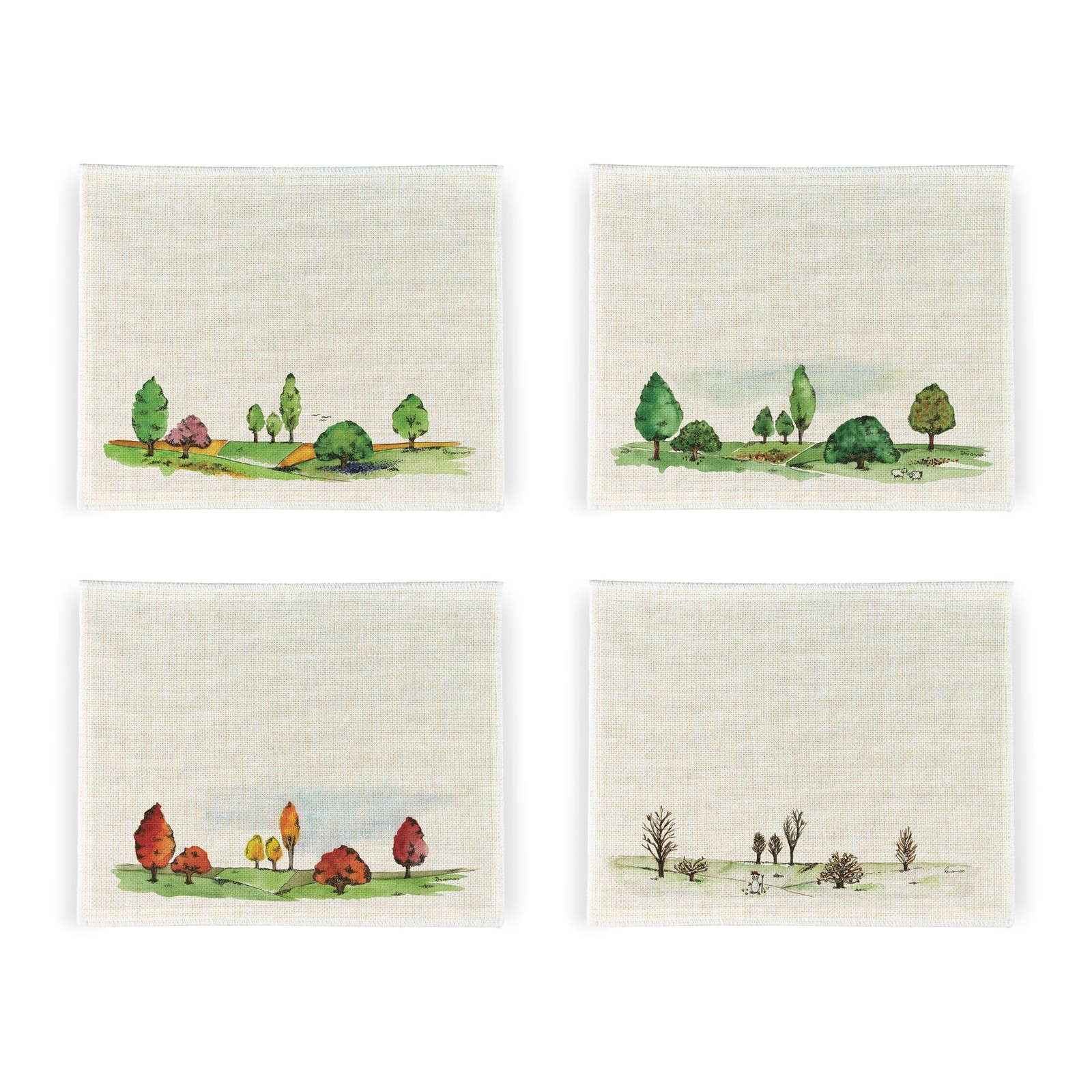 Watercolour Seasons Placemat Set - Home Décor Artwork Gift - Set of Four