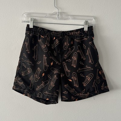 Tilt Boys Black Swim Trunks Shorts Size 12 Skateboard Pattern
