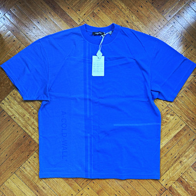 A-COLD-WALL* Men's Blue Short Sleeve Crew Neck Cotton Logo Graphic T-Shirt