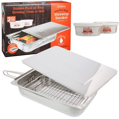 Camerons Large Stovetop Smoker - Stainless Steel BBQ Smoker Box w/Hickory & O...