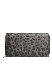 Dolce & Gabbana Black Gray Leopard Leather Zip Around Continental Men's Wallet