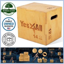 Plyo Box Wooden 3-in-1 12,14,16in Jump Box for Strength Training Home Gym