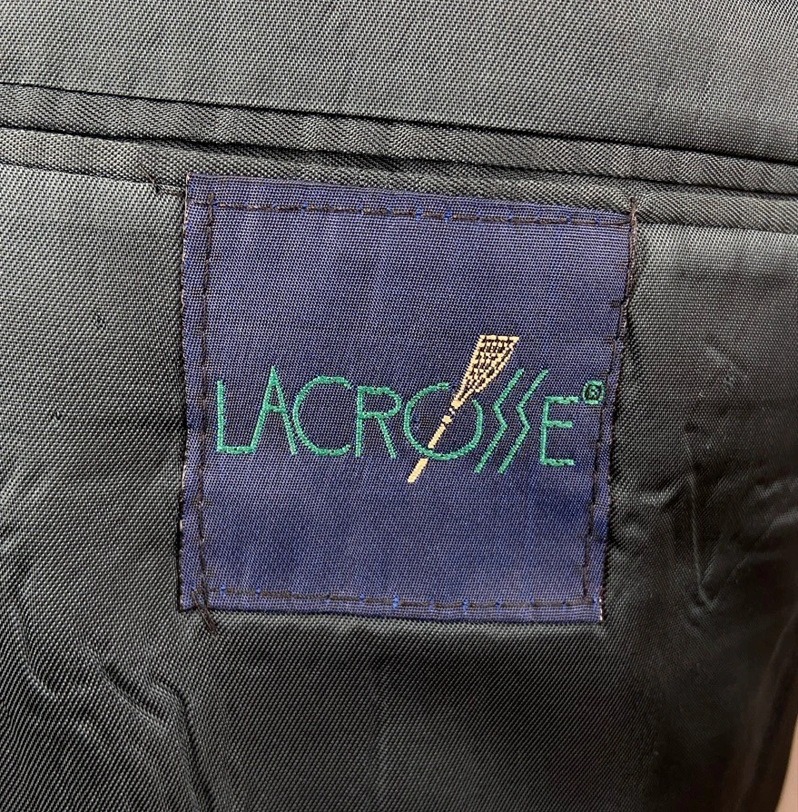 Traje de 2 piezas con pantalones de vestir 36x28 vintage lacrosse 42R azul marino a rayas EE. UU. Foto 2 de 4