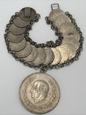 VINTAGE Mexico 1905-1913 10 Centavos & 1953 5 Pesos 17 Silver Coins Bracelet