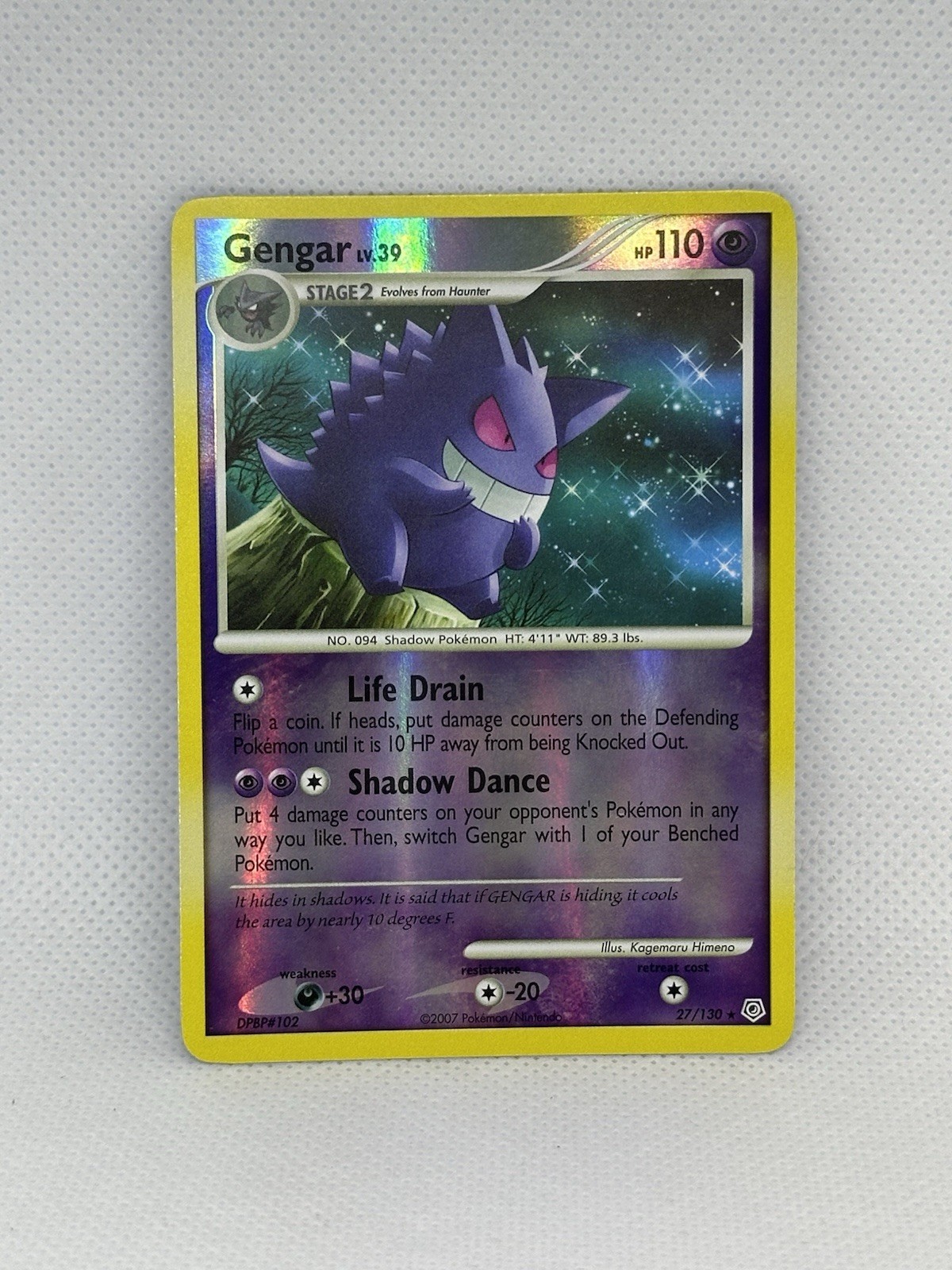 2007 POKEMON DIAMOND & PEARL #27 GENGAR-REVERSE FOIL NM