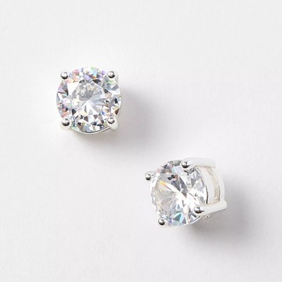 LOFT Cubic Zirconia Silver Round Stud Earrings