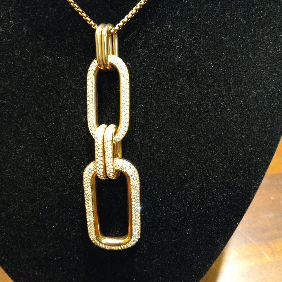 MICHAEL KORS ICONIC LINKS LONG GOLD-TONE CRYSTAL PAVE NECKLACE  - Image 2 of 4