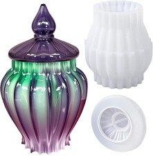 Jar Resin Mold with Lid, Candle Holder Molds, Jewelry Storage Box Silicone Mo...