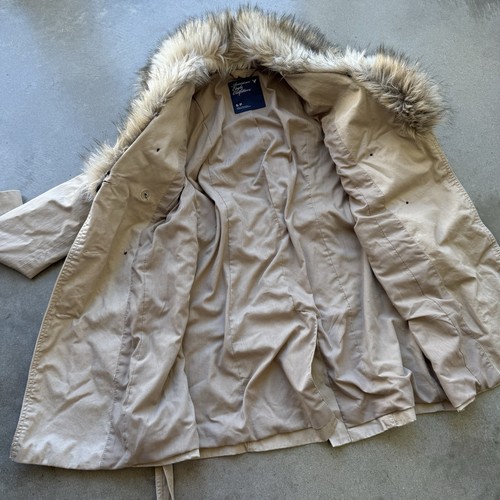 American Eagle 2000s Trench coat With Removable Faux Fur Collar! Small Y2K - Picture 7 of 7