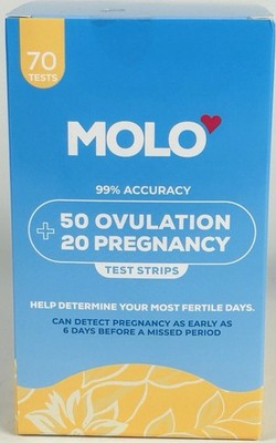 MOLO Ovulation & Pregnancy Test Strips Kit 70 Tests (50 LH + 20 HCG) Exp 07/2027