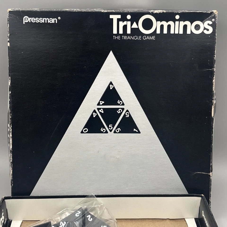 VTG Complete Box Tri-Ominos Pressman 1968 Triangular Domino Game Triominos 4420 - Image 2 of 4