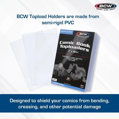 10 BCW Current Age Comic Toploader Holder 7''x10 ¾'' x ³   ''  1 Pack of 10 Holders