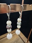 Sterling Silver Pearl & Rose Quartz Beaded Cloisonne Dangle Earrings — photo 2
