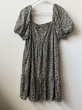 Uniqlo Medium Black Floral Dress 100% Cotton