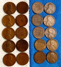 1913D 1915P 1915D 1916D 1916S - 5 Wheat Cents Avg/Circ-Fil-A-Spot-SEE DESC Lot52