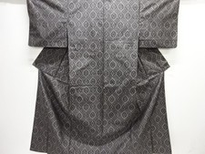 7612516: JAPANESE KIMONO / SILK / DORO OSHIMA TSUMUGI / WOVEN FLORAL SHOKKO