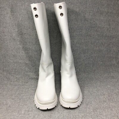 Prada Tall Rain Boots Shoes Womens Size 6 US 36 EU White Pink