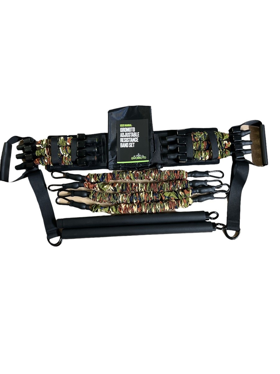 Bench Press Resistance Bands 198lb Fitness Bar Exercise Gym Work-Out Camo  -B1
