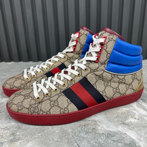Gucci Ace Web Sneakers alte beige Supreme Canvas 8 G o 8,5 US o 42 EUR * - Foto 3 di 23
