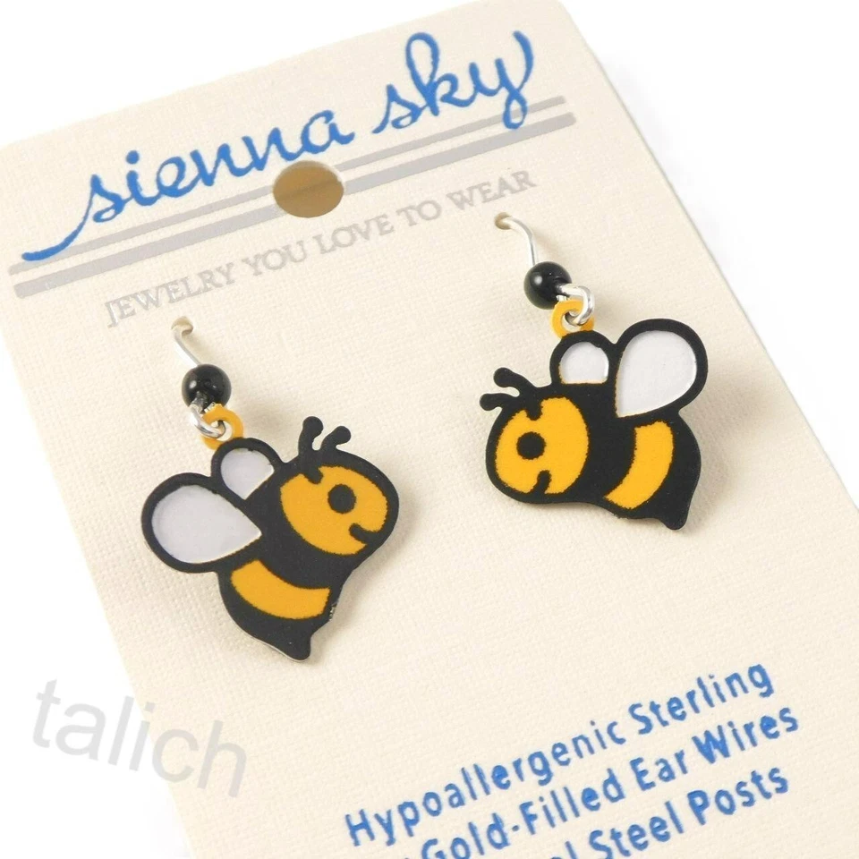Sienna Sky Earrings Cute Bumblebee Lightweight Handmade in USA Unique Gift - Image 3 of 4