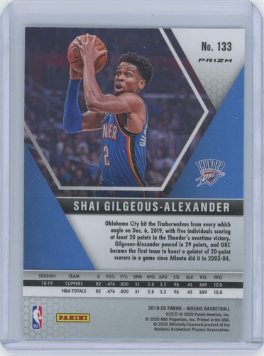 2019-20 Panini Mosaic Basketball #133 Shai Gilgeous-Alexander Silver Disco - Picture 2 of 2
