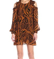 Minkpink Excessive Tunic Long Sleeves Cold Shoulder Printed Dress Size S, M, L
